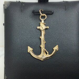 14k Real Yellow Solid  Gold Anchor  Pendant Charm 3.10 grams